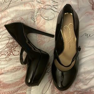 Black patent heels